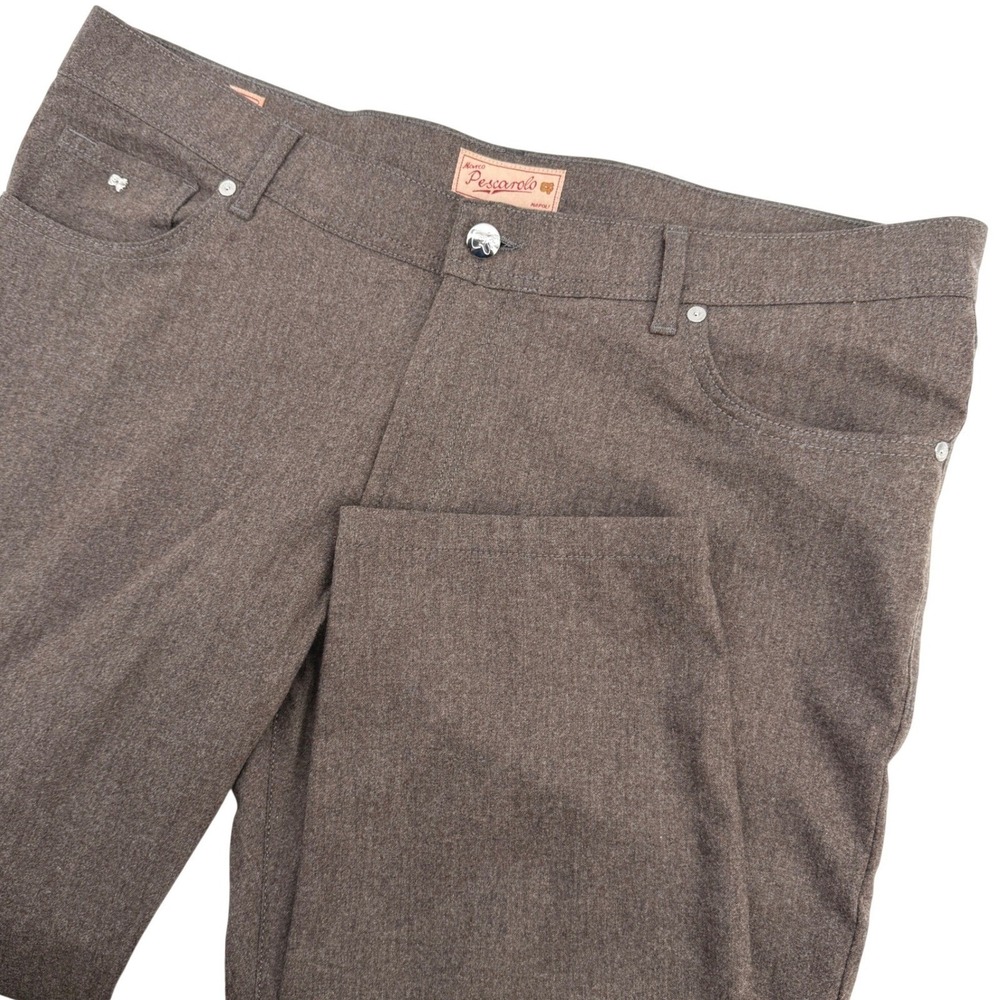 Marco Pescarolo Pants Mens 56 Brown Nerano M17 Wool Cashmere Lightweight 39x28.5